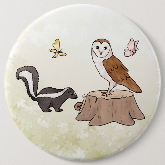 Skunk und Eule  Ronde Button 6,0 Cm (Voorkant)