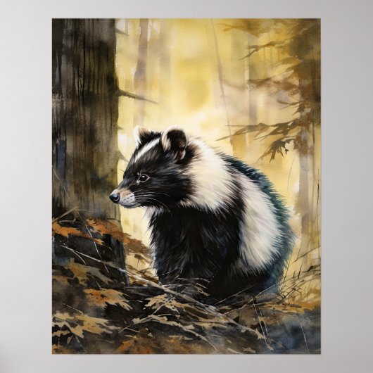 Skunk Woodland Animal Art Print Poster (Voorkant)