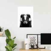 Skunk Woodland Modern Portret zwart wit Poster (Thuiskantoor)