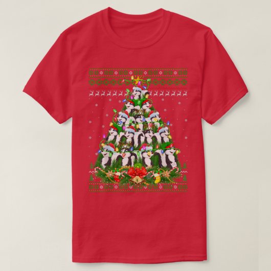 Skunk Xmas Lighting Tree Santa Skunk Ugly Christma T-shirt (Design voorkant)