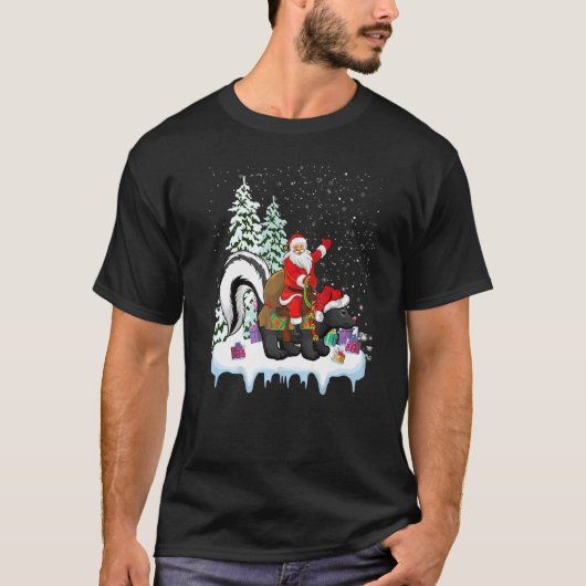 Skunk Xmas Santa Riding Skunk Christmas T-shirt (Voorkant)