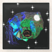 Skwot boven Master Asteroidhead met sterren Alien Glazen Onderzetter (Voorkant)