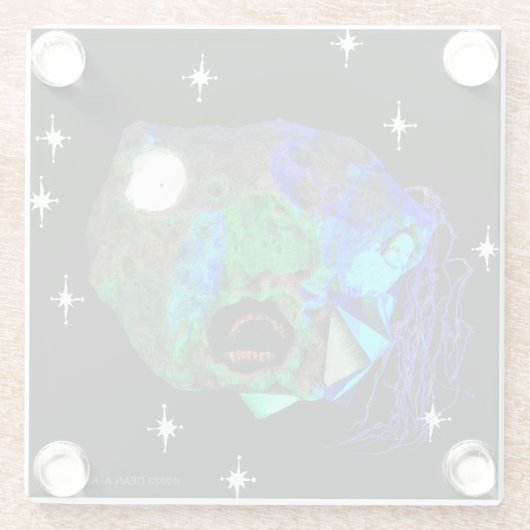 Skwot boven Master Asteroidhead met sterren Alien Glazen Onderzetter (Achterkant)