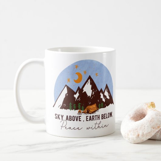 Sky Above, Earth Below, Peace Within Koffiemok (Met donut)
