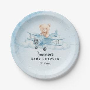 Sky Adventure Schattige Teddy Bear Pilot Baby show Papieren Bordje