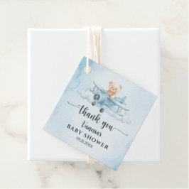 Sky Adventure Schattigee teddybeer piloot Dank u Bedankjes Labels