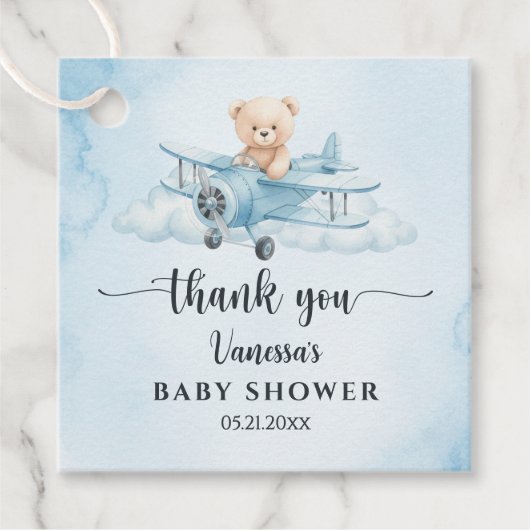 Sky Adventure Schattigee teddybeer piloot Dank u Bedankjes Labels (Voorkant)