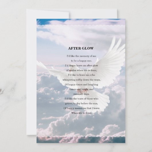 Sky and Dove Funeral Kaart Sjabloon (Achterkant)