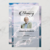 Sky and Dove Funeral Kaart Sjabloon (Voorkant / Achterkant)