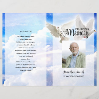 Sky and Dove Funeral Program sjabloon