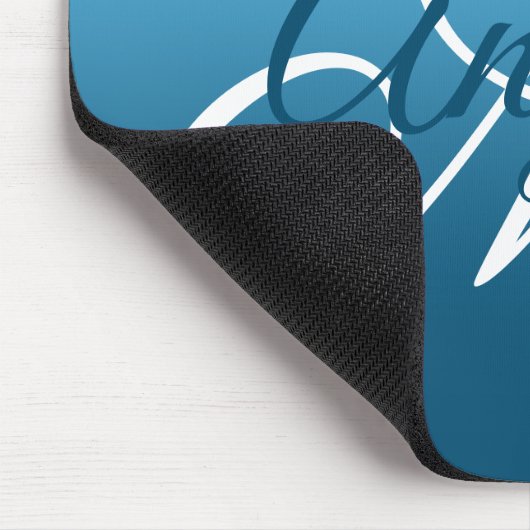 Sky and Ocean Blue Ombre Personalized Monogram Muismat (Hoek)