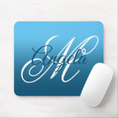 Sky and Ocean Blue Ombre Personalized Monogram Muismat (Met muis)