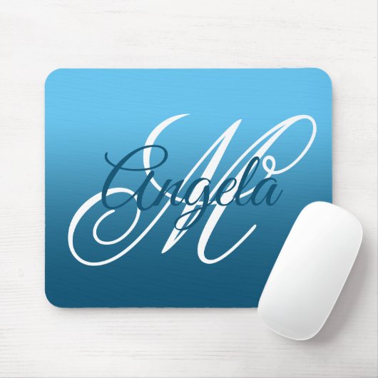 Sky and Ocean Blue Ombre Personalized Monogram Muismat (Met muis)