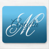 Sky and Ocean Blue Ombre Personalized Monogram Muismat (Voorkant)