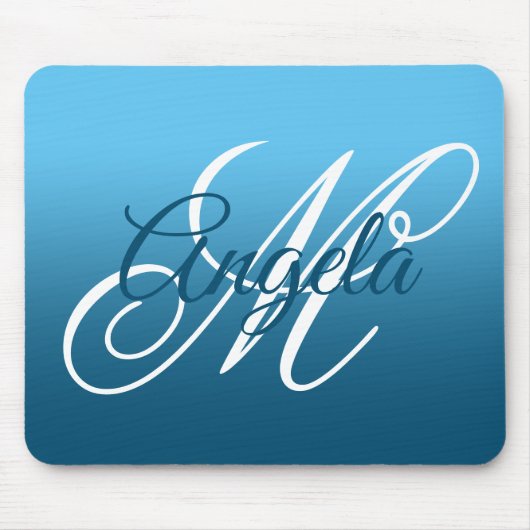 Sky and Ocean Blue Ombre Personalized Monogram Muismat (Voorkant)