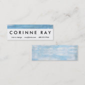 Sky and Ocean Blue White Clouds Waterverf Mini Visitekaartje (Voorkant / Achterkant)