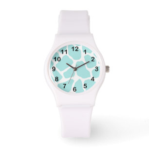Sky and White Giraffe Print Horloge