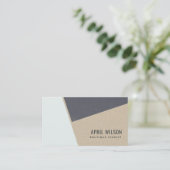 Sky Aqua Blue Kraft Black Ceramic Geometric Visitekaartje (Staand voorkant)