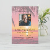 Sky Beach Sunset viering van het leven Begrafenisf Kaart (Staand voorkant)