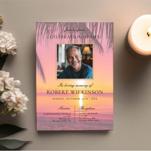 Sky Beach Sunset viering van het leven Begrafenisf Kaart