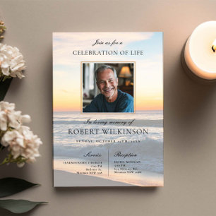 Sky Beach viering van het leven Begrafenisfoto Kaart