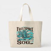 Sky Bird met Free Spirit en Soul Grote Tote Bag (Achterkant)