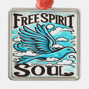 Sky Bird met Free Spirit en Soul Metalen Ornament