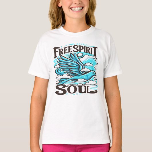Sky Bird met Free Spirit en Soul T-shirt (Voorkant)