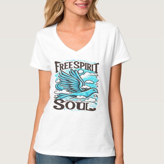 Sky Bird met Free Spirit en Soul T-shirt (Voorkant)