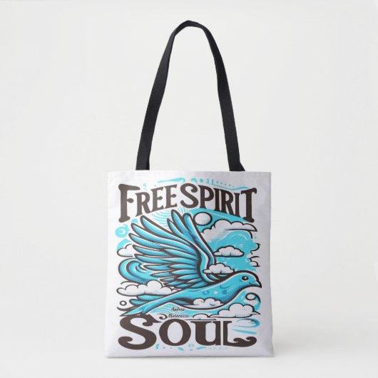 Sky Bird met Free Spirit en Soul Tote Bag (Voorkant)