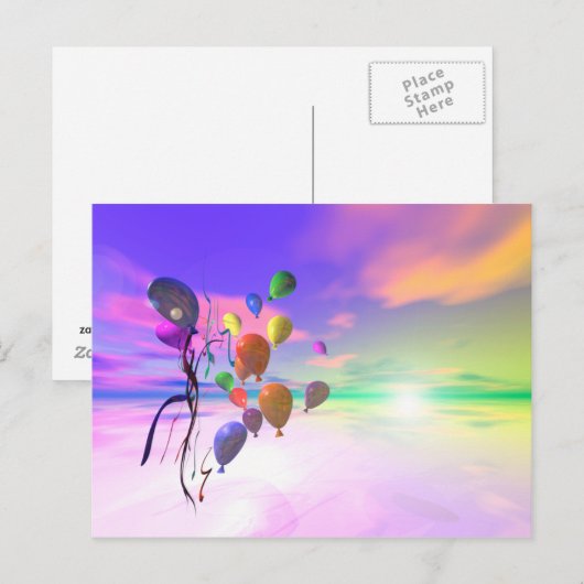 Sky Birthday-ballonnen Briefkaart (Voorkant / Achterkant)