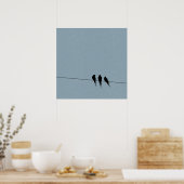 Sky Blackbird Silhouette op Wire Poster (Keuken)