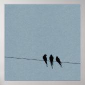 Sky Blackbird Silhouette op Wire Poster (Voorkant)