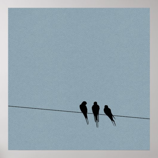 Sky Blackbird Silhouette op Wire Poster (Voorkant)