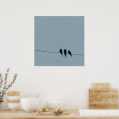 Sky Blackbird Silhouette op Wire Poster (Keuken)