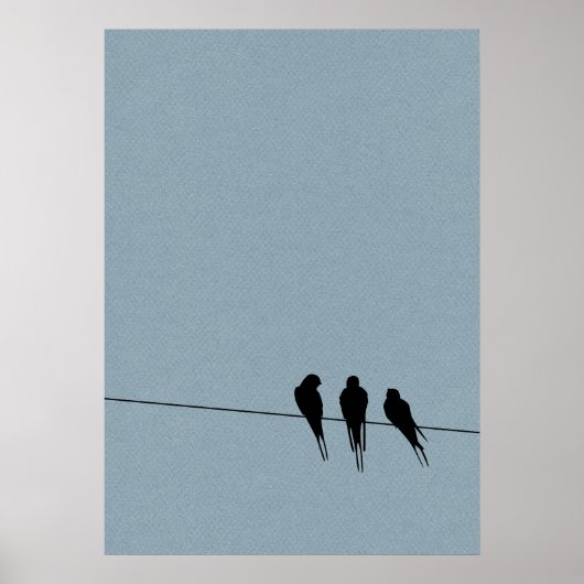 Sky Blackbird Silhouette op Wire Poster (Voorkant)