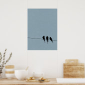Sky Blackbird Silhouette op Wire Poster (Keuken)