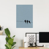 Sky Blackbird Silhouette op Wire Poster (Thuiskantoor)