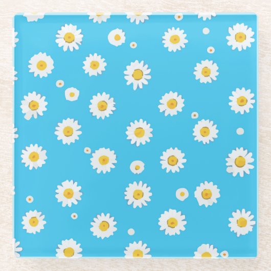 Sky Bloom Daisies Glazen Onderzetter (Voorkant)