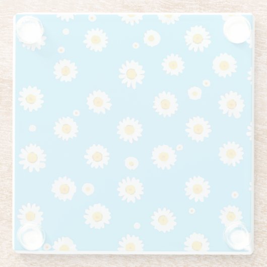 Sky Bloom Daisies Glazen Onderzetter (Achterkant)