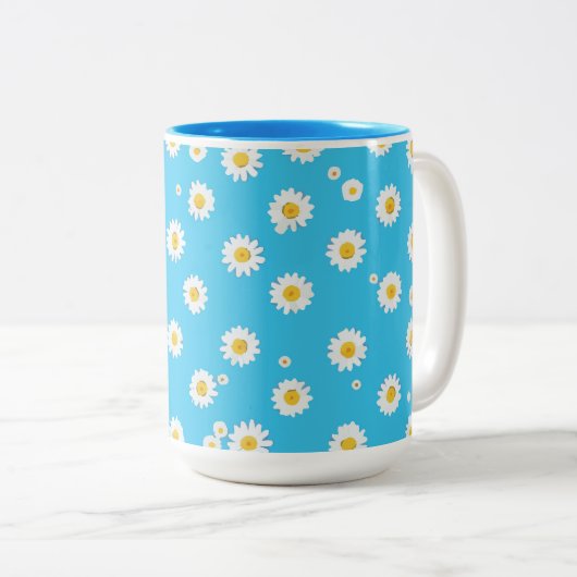 Sky Bloom Daisies Tweekleurige Koffiemok (Voorkant rechts)