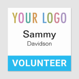 Sky Blue 2x2 Vrijwilliger Badge Logo Pin of Magnet