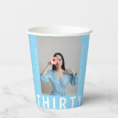 Sky Blue 30th Birthday Drink Cups – gepersonalisee Papieren Bekers (Achterkant)