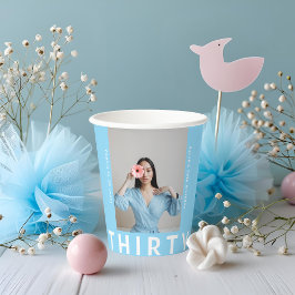 Sky Blue 30th Birthday Drink Cups – gepersonalisee Papieren Bekers