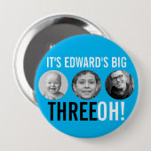 Sky blue 30th Three OH! drie fotoverjaardag Ronde Button 4,0 Cm (Voorkant /achterkant)