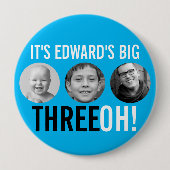 Sky blue 30th Three OH! drie fotoverjaardag Ronde Button 4,0 Cm (Voorkant)