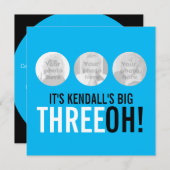 Sky blue 30th THREEOH! Fotoverjaardag Kaart (Voorkant / Achterkant)