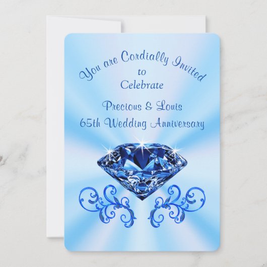 Sky Blue 65th Wedding Jubileum Custom Order Kaart (Voorkant)