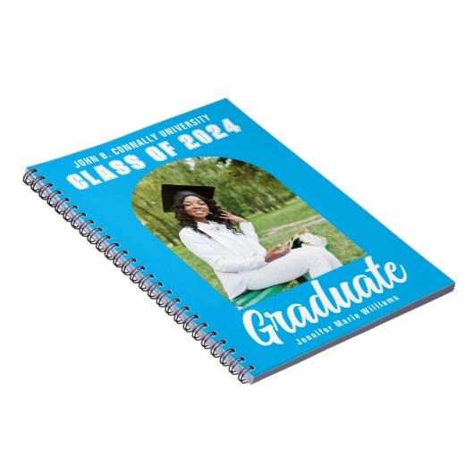 Sky Blue Afstuderen Afstuderen voor moderne foto's Notitieboek (Rechterzijde)