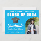 Sky Blue Afstuderen Foto Custom Afstuderen Aankondiging (Voorkant)